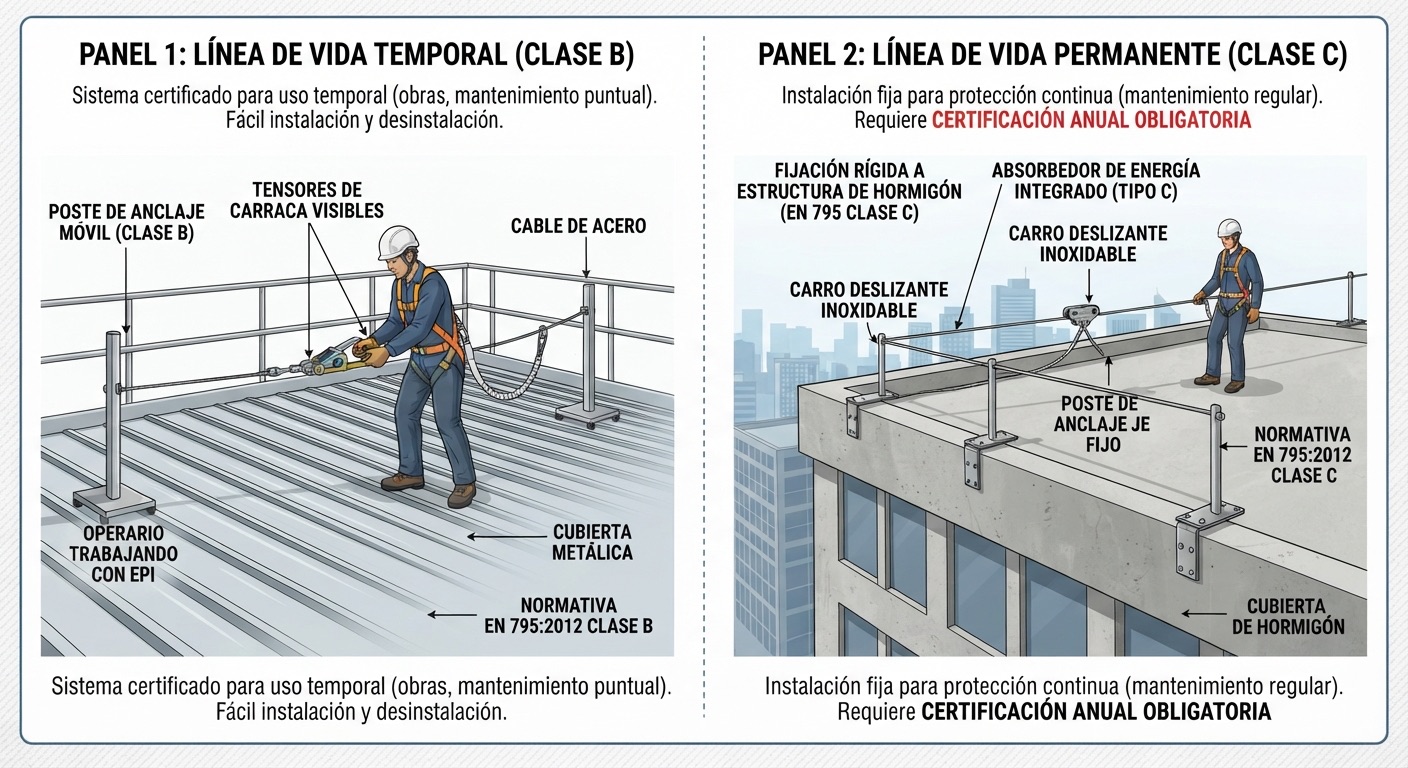 Linea vita temporanea vs. Linea vita permanente